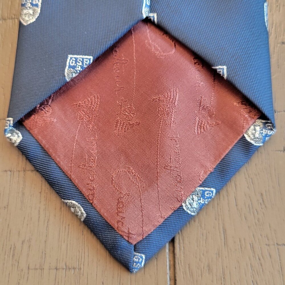 Cravateur Comme Soie Silk Dark Blue GSB Graduate School Design Men's Neck Tie - Picture 5 of 8